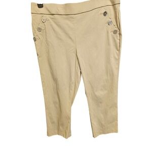 Emaline Womens Tan Beige Button Accent Pull On Cropped Sailor Pants Size 14